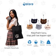 Ostara - Keychain Cute Folding Bag Cat Character Tote Bag Parachute Foldable Travel Shopping Bag