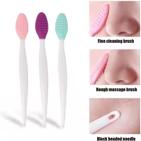 Nose Scrub Brush Double-Sided Silicone Exfoliating Exfoliating Brush For Men Women Exfoliating Nose 
