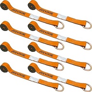 8 Pack 2" x 96" Lasso Strap - 9900LBS Break Strength - D Ring Auto Tie Down for Wheel Lift, Trailer,