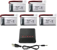5PCS 3.7V 380mAh Battery with 5-in-1 Charger for Hubsan X4 H107 H107C H107L Syma X11 X11C, HS170 HS1