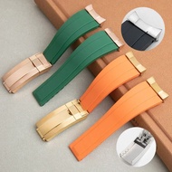 For Rolex Strap Deepsea Sea-Dweller Sky Dweller Watchband Fold Buckle Access 20mm Soft Rubber With C