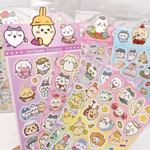 27Sheets Mix Kawaii Chiikawa Anime Stickers Cute Hand Acount Suitcase Phone Case Laptop Stickers Kid