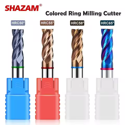 SHAZAM HRC50 HRC55 HRC58 HRC60 Tungsten Steel Carbide 4-Flute Flat End Mills For CNC Mechanical Stai