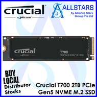 Crucial T700 2TB PCIe Gen5 NVMe M.2 SSD(CT2000T700SSD3)(read up to : 12,400MB/s, Write up to 11,800MB/s)
