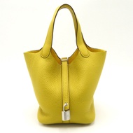 HERMES Picotin Lock PM 手提包 W Taurillon Clemence Jaune de naples 二手 SHW