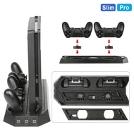 2 In 1 Vertical Stand with Dual Controllor Charging Station & 3 HUB Port&Cooling fan for Sony PS4 Pl