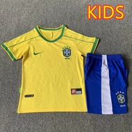 1998 Brazil home retro children's football jersey set top quality AAA