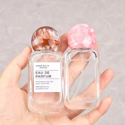10pcs 35ml Empty Clear Glass Spray Bottle Imitation Marble Lid Perfume Bottle Sample Bottle Dispense