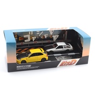 HI-STORY MODELER'S INITIAL D 1/64 HONDA EK9 YELLOW VS TOYOTA AE86 TOFU