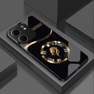 Ốp Lưng cho OPPO A5X Mặt kính cường lực cao cấp Họa tiết FOCUS RỒNG