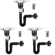 3X Bathroom Sink Drain Kit with Flexible Expandable P-Trap Sink Drain Pipe Tube Anti-Odor Bathroom S