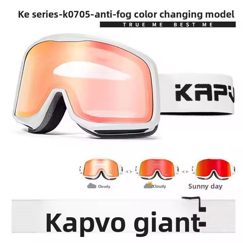 KAPVOE Color Changing Anti-Fog Magnetic Ski Goggles Professional Outdoor Ski Sports Goggles