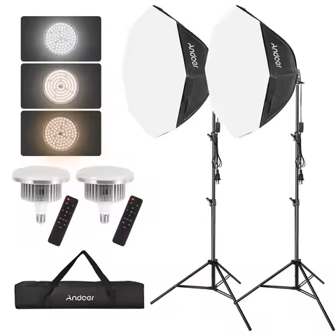 Studio Softbox Lighting Kit with 85W 2800K-5700K LED Light 2M Light Stand for Studio Photography Pho