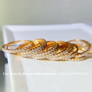 Cincin Titanium Anti Karat Original 18K Gold Plated Stainless Steel Ring for Woman Cincin Emas 916