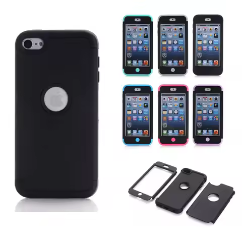 black shockproof anti-shock hybrid hard cover case for ipod touch 6/touch 5/touch 7