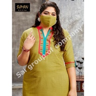 7xl - 10xl Plus size Soft Rayon Kurtis with embroidery work  READY STOCK MALAYSIA
