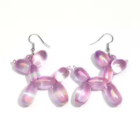 New Trend Candy Colorful Balloon Dog Drop Earrings for Women Personal Iridescent Creative Balloon Do