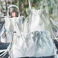 bag woman puffer bag Large-capacity crossbody bag, Hanfu antique style bag, women's forest system, Han element canvas, Chinese style, fairy purse, handbag