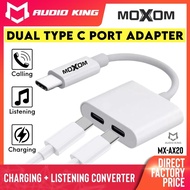 MOXOM Converter Type C To Type C Adapter Gaming MX-AX20 Splitter Type C Earphone Adapter + 3A Type C Charger Adapter