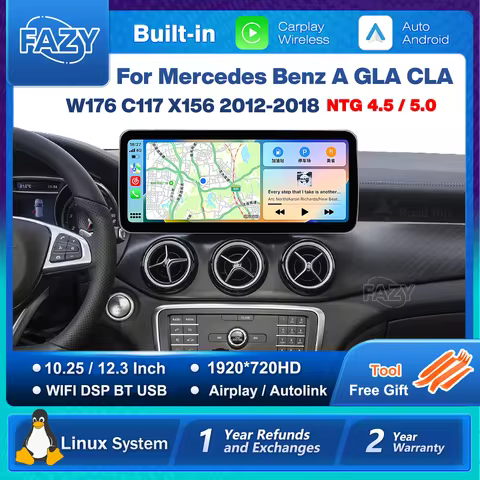 Linux System Wireless Carplay Android Auto Radio For Mercedes Benz A CLA GLA W176 C117 X156 2012-201