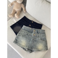 D146 Double Button Layered Jeans Skirt * 2 Colors/