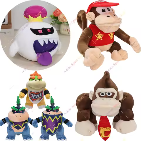 Anime King Boo Plush Toys Cute Wonder Bowser Jr. Plushie Diddy Kong Long Tail Stuffed Animal Peluche