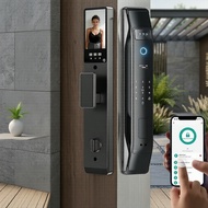 9-Language Tuya Smart Door Lock: 3D Face & Palmprint + Biometric Fingerprint + Video Intercom, 6068 