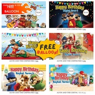 Alvin and the Chipmunks - Print Banner Birthday / Hari Jadi Murah Harga Kilang Saiz 5x3 Kaki《FAST SH