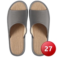 Four Seasons Linen Genuine Leather Slippers-Gray (27) [Big Buyer]