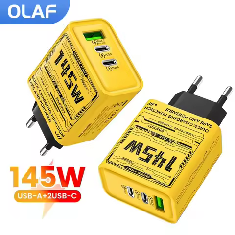 Olaf 145W 3 Ports Fast Charge Type C GaN Phone Charger USB C QC 3.0 Super Charge Adapter For Huawei 