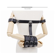 PU Leather Behind Back Hand Cuff Collar   Restraints Slave Training Hand Binding   For Couple Games 