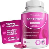Rosabella Organic Beet Root Capsules - 1300mg Beet Root Powder Aids Healthy Circulation & Vitality, 