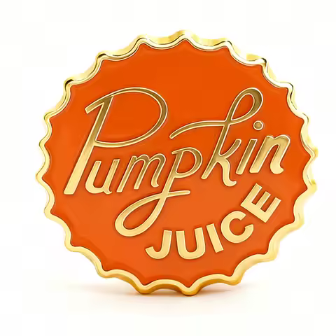 Pumpkin Juice Enamel Pin Magical Pumpkin Bottle Cap Lapel Pin Cute Collection
