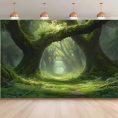 1-Piece Photography Background Banner - Beautiful Forest Trail Atmosphere 2D Flat Background Cloth