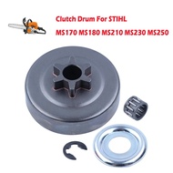 3/8 Pitch 6T Clutch Drum Sprocket Washer E-Clip Kit For STIHL MS170 MS180 MS210 MS230 MS250 017 018 