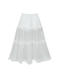 Chân váy dài dáng xòe phối ren lưới (CV25)