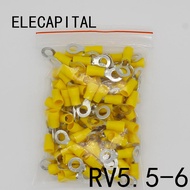 RV5.5-6 Yellow Ring insulated terminal cable Crimp Terminal suit 4-6mm2 Cable Wire Connector 100PCS/