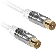 ekon TV Aerial Cable, Antenna Cable, Male Female 1.8 Meter 90 dB with Adapter for TV, Smart TV, Deco