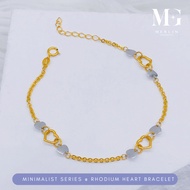 Merlin Goldsmith 22K 916 Gold Minimalist Series Rhodium Heart Bracelet