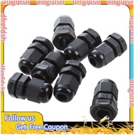 【D&F】8 PCS PG7 Black Plastic Waterproof Cable Gland Connector 3-6.5mm