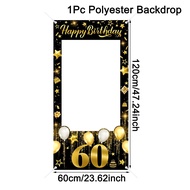 30th 40th 50th 60th Birthday Photo Props Black Gold Luxary Happy Birthday Banner Funny Backdrop for 