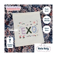 EXO Cute Canvas Drawstring Pouch Fankit Engene Freebies Gift Korean Kpop Gift (READY ALL MEMBERS)