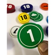 MICA NUMBERS WITH BLUE BACKGROUND AND WHITE NUMBERS, WHITE BACKGROUND WITH BLACK NUMBERS, BLACK BACK