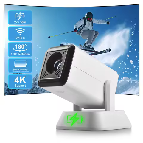 Salange Mini Projector Q7 Outdoor Camping Movie Built-in Battery WiFi6 Screen Mirroring Smartphone V