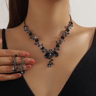 TEMU Jewelry Rhinestone Necklace Earrings Bridal Wedding Jewelry Set260719QQ
