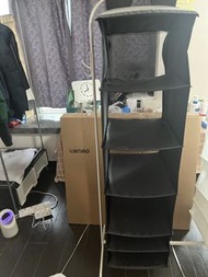 Black Hanging Closet Organizer Wardrobe Shelves Storage