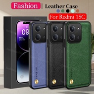 Casing For Redmi 15 C 15C 1 5 Redmi15 C Redmi15C 4G 5G Matte Leather Phone Case Magnetic Car Holder 