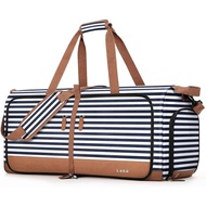 Lekesky Foldable Travel Duffle Bag for Women, 80L Large Duffel Bag with Separate Shoes Compartments 