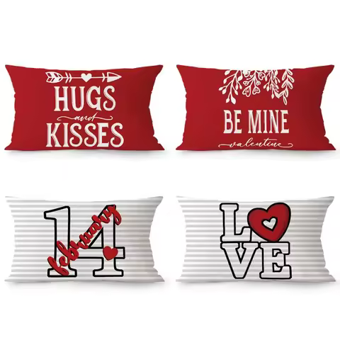 Nordic Valentine Kiss Rectangular Pillow Sofa Lumbar Cover