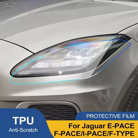 For Jaguar E-PACE F-PACE I-PACE F-TYPE Smoke Black High-Gloss Pre-Cut Headlight Protection Film TPU 